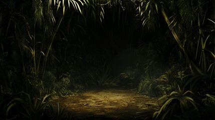 Dark Jungle Path at Night