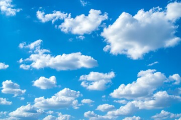 Obraz premium Fluffy white clouds on vibrant blue sky. AI image