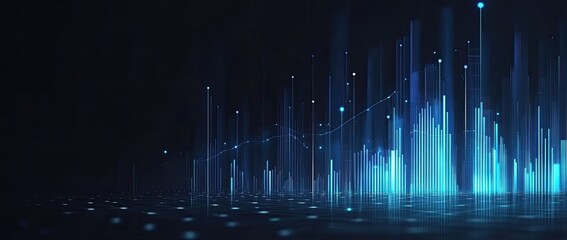Abstract glowing city data visualization