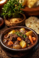 Ugandan beef stew with potatoes and carrots.