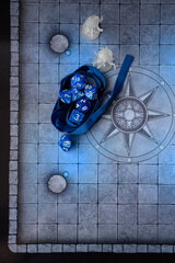 Blue dice set for RPG, DND or board games. Polyhedral dice (d4, d6, d8, d10, d12 and d20) for...