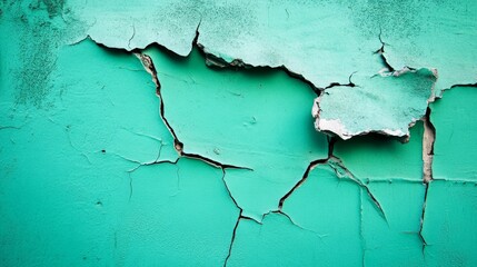 Cracked paint wall texture, green cracked paint background, distressed paint surface, weathered cracked paint