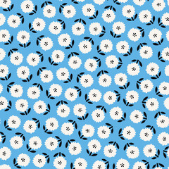 White daisy flowers hand drawn vector illustration. Cute floral seamless pattern for kids fabric or wallpaper.