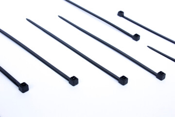 Plastic cable ties for electricians. isolated white background