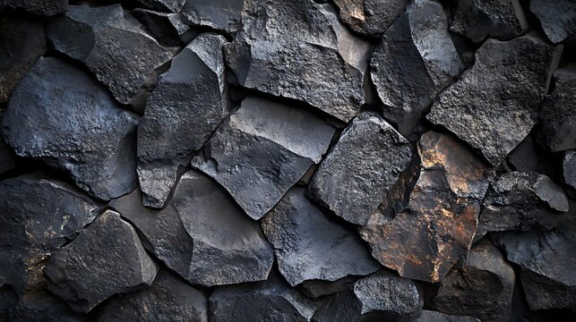 Dramatic close-up of textured basalt columns showcasing unique geological formation and natural patterns