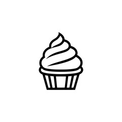cupcake sweet food snack line minimalism logo vector illustration template design