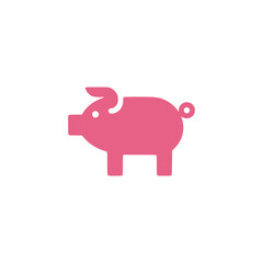 pink pig animal minimalism logo vector illustration template design