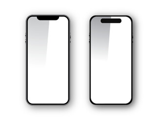 Realistic models smartphone. Smartphone mockup collection. Device front view. 3D mobile phone with shadow - stock 