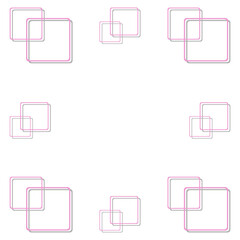 Overlapping Pink Square Borders Isolated on White