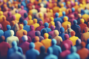 Obraz premium Diverse crowd of colorful figures in abstract representation during a vibrant gathering