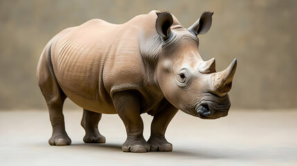 Obraz premium White rhino standing, zoo background, wildlife conservation