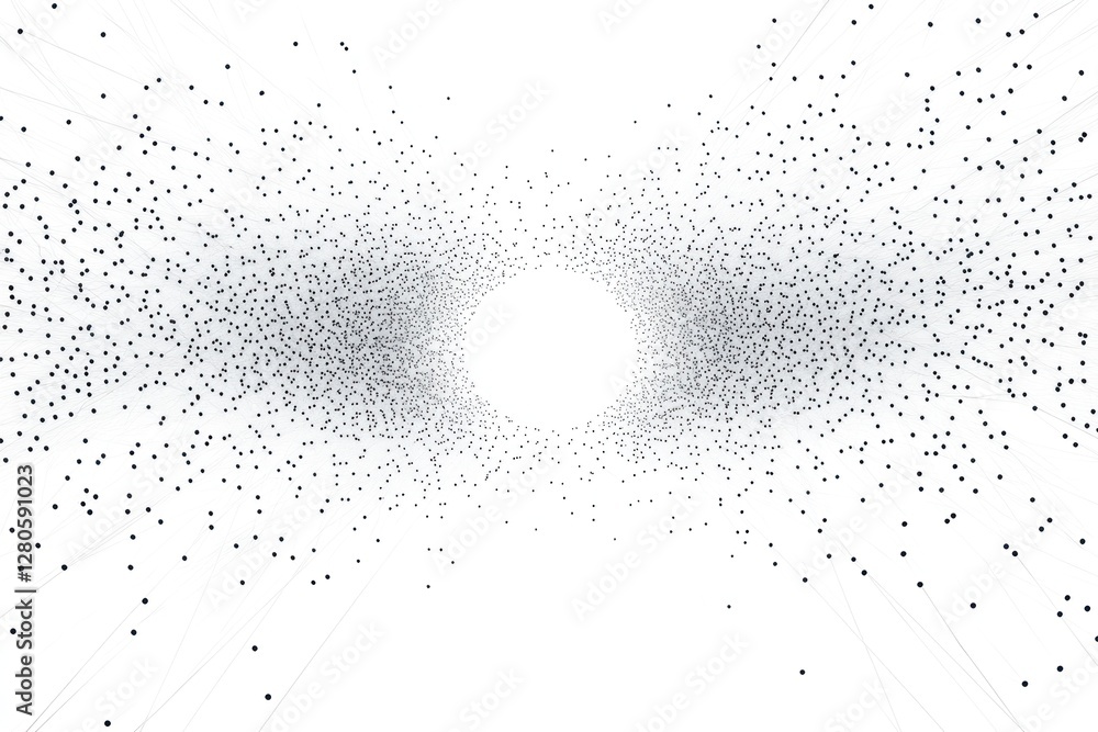 Poster abstract tunnel of light and particles.