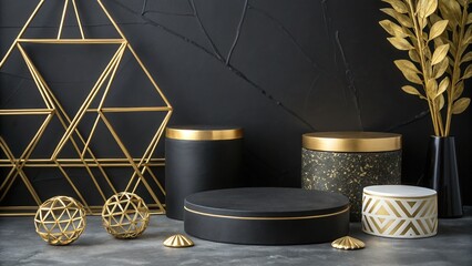 Gold and Black Podium Design