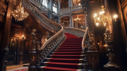 Obraz premium Opulent Grand Staircase in a Historic Mansion