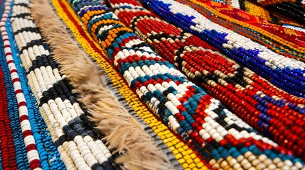 Vibrant and Intricate Native American Beadwork Pattern Representing Cultural Traditions
