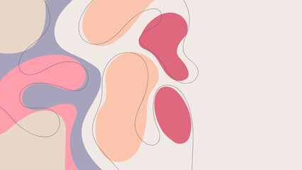 ABSTRACT BACKGROUND HAND DRAWN ORGANIC SHAPES WITH LINES. SPRING COLOR FLAT DESIGN VECTOR TEMPLATE FOR WALLPAPER, COVER DESIGN