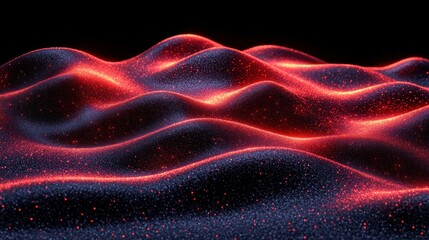 Obraz premium Abstract fiery undulating landscape in dark space
