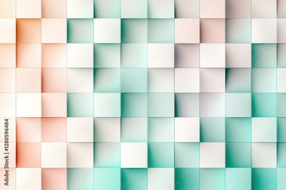 Poster abstract background of 3d cubes in gradient colors, creating a dynamic and modern geometric pattern 