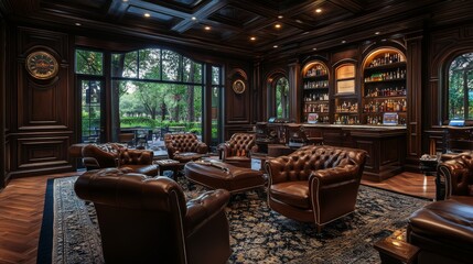Fototapeta premium Opulent Cigar Lounge with Luxurious Interior Design
