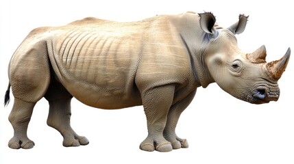 Obraz premium White Rhinoceros Profile Against White Background