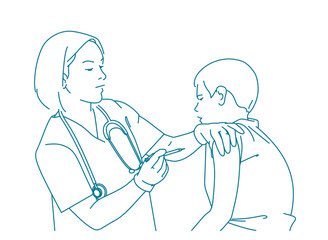 A boy receives an injection