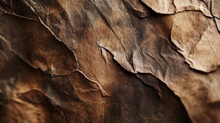 Fototapeta premium Crumpled texture, organic pattern, brown surfaces, abstract design, rustic background, detailed close-up, vintage style