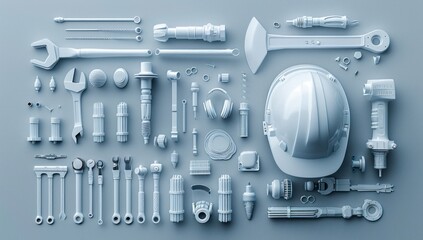 Fototapeta premium Tools for Construction - A Collection of White Tools