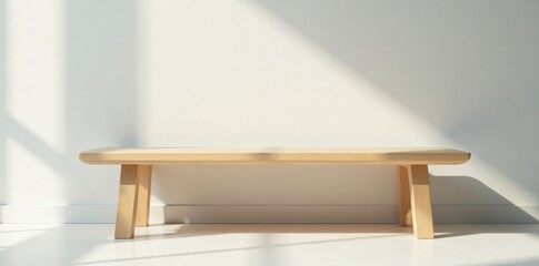 Clean, light-colored wooden bench, smooth surface , isolated, background, design