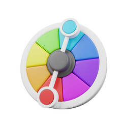 3D Illustration of a Color Wheel in Minimalist Style