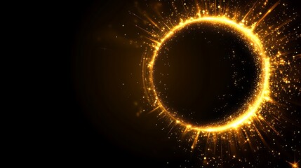 Fototapeta premium Golden Sparkles Create a Circular Light Burst Design