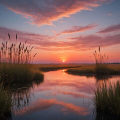 Obraz premium sunset over the river