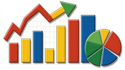 Fototapeta premium Colorful financial charts showing growth and data analysis