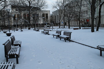 bench in the snow