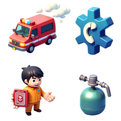 set of toy cars isolated