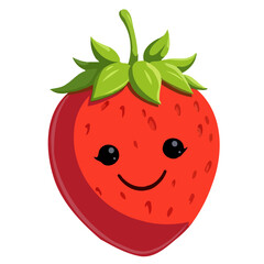 Antropomorphic strawberry illustration with adorable smiley face.