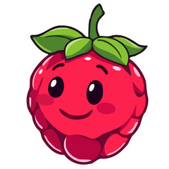 Antropomorphic raspberry illustration with adorable smiley face.
