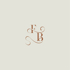 contemporary modern curvy FB initial with thin line monogram wedding style logo concept letter