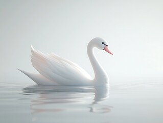 Fototapeta premium Elegant swan gliding on tranquil water serene environment nature scene