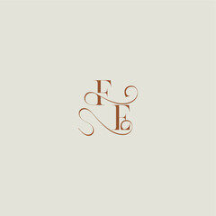 contemporary modern curvy FE initial with thin line monogram wedding style logo concept letter