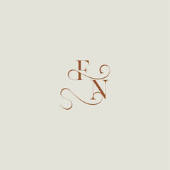 contemporary modern curvy FN initial with thin line monogram wedding style logo concept letter