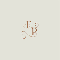 contemporary modern curvy FP initial with thin line monogram wedding style logo concept letter