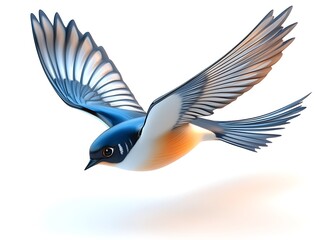 Obraz premium Flying bluebird in flight nature scene digital art minimalist view