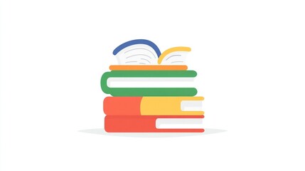 Fototapeta premium Stack of colorful open books on white background