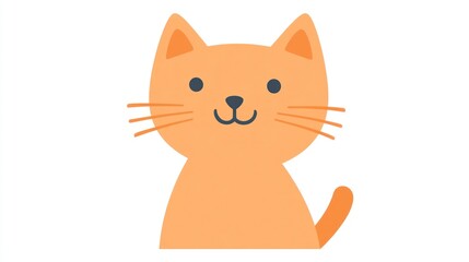 Obraz premium Cute orange cartoon cat, front view, simple design, white background