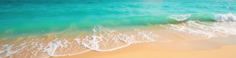 Golden sand meets turquoise waves, tranquil beach scene , holiday, water, seaside