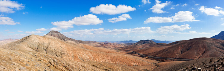 Panorama of volcanic landscape at Fuerteventura