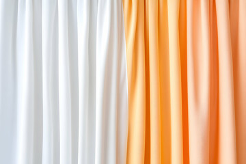 Obraz premium Elegant Draped Fabric, White and Peach Shades, Beautifully Arranged in Vertical Panels, Creates a Soft Textured Background.