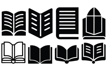 Collection of Solid Black Book Icons
