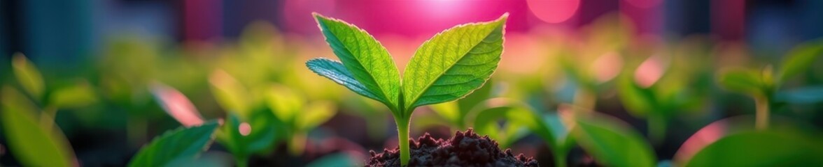 Close-up of genetically modified plant receiving liquid injection under grow lights , liquid nutrient, innovation, healthcare