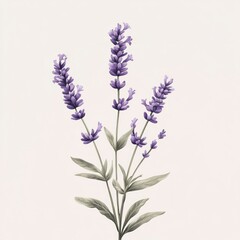 Naklejka premium Lavender sprigs floral illustration, soft pastel colors, artistic drawing, nature background, use in design projects